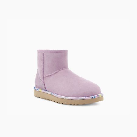 UGG Classic Mini Floral Light Pink Boots for Women (ADHU58024)